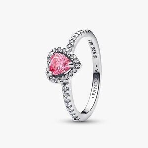 Authentic Pandora Elevated Pink Heart Ring - Size 6 - NWOT